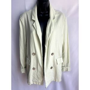 Stitch + Feather Linen Sage Green Blazer Size M Essential Formal Lagenlook